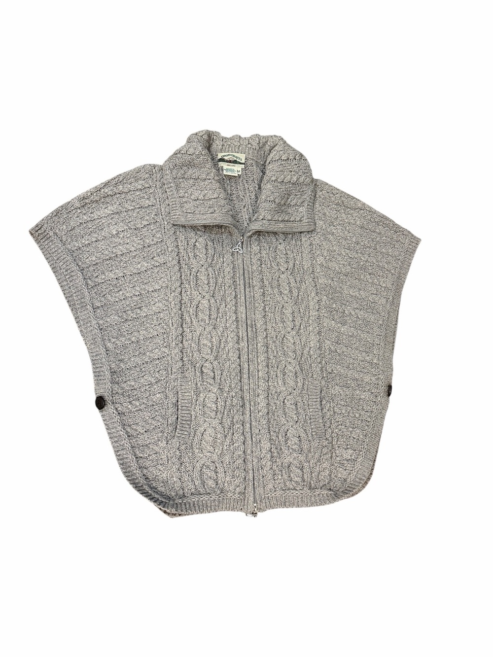 Aran crafts Ireland gray batwing merino wool jacket poncho medium
